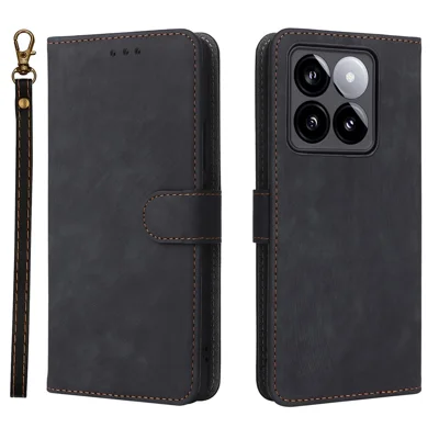 For Xiaomi 14T Wallet Case RFID Blocking PU Leather Cover Stand View - Black