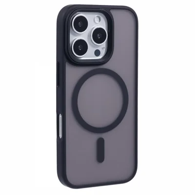 For iPhone 16 Pro Case Compatible with MagSafe TPU+PC Rubberized Finish Phone Cover - Black