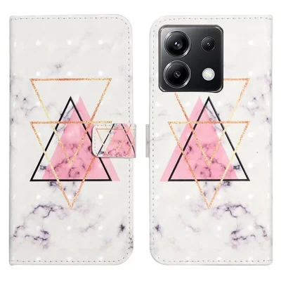 For Xiaomi Poco X6 5G / Redmi Note 13 Pro 5G Case 3D Creative Pattern PU Leather Stand Phone Cover - Triangle Marble