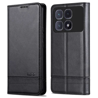 AZNS til Xiaomi Redmi K70 Ultra Taske Cowhide-struktur PU-lædertaske med penneholder - Sort