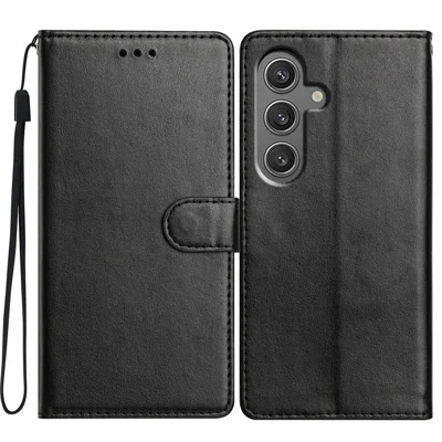 Leer telefoonhoesje met portemonnee- en standaardfunctie en handige riem voor Samsung Galaxy A35 5G - Zwart