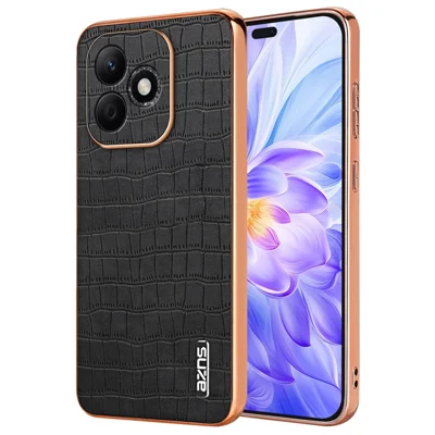 AZNS For Honor X60i 5G Case Electroplating Crocodile Texture PU+TPU Phone Cover - Black