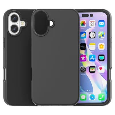 Til iPhone 16 Case TPU + PC Matt Translucent Telefon Bagdæksel - Sort