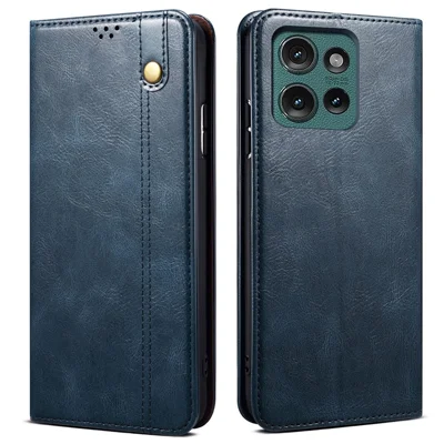For Motorola Edge 60 Neo 5G / Edge 50 Neo 5G / Moto S50 5G / ThinkPhone 25 5G Case Crazy Horse Texture Waxy Leather Wallet Stand Cover - Blue