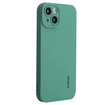 ENKAY HAT PRINCE Для iPhone 14 Solid Color Liquid Silicone Anti-drop Case Camera Lens Precise Cutout Phone Back Cover - Темно-зелёный