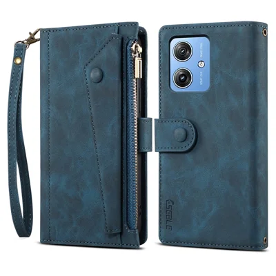 ESEBLE Star Series hoesje met portemonnee van leder met standaard voor Motorola Moto G55 5G - Blauw