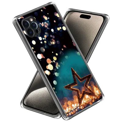 For iPhone 16 Pro Case Patroonbedrukte Stootvaste TPU Hoesje - Vijfpuntige Ster