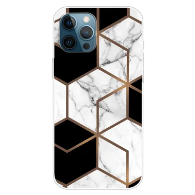 For iPhone 16 Pro Max Etui med Abstrakt Marmorprint i TPU - Style A