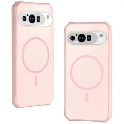 For Google Pixel 9 / 9 Pro Magnetic Case Protective TPU+PC Hybrid Phone Cover - Light Pink