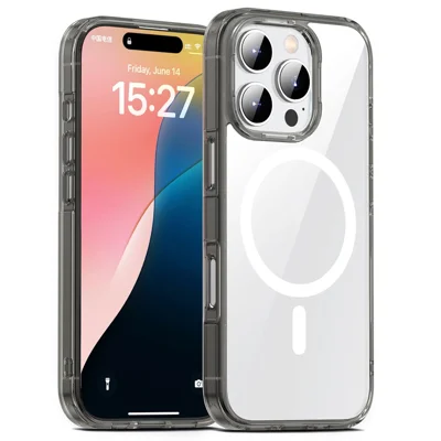 Aurora Series For iPhone 16 Pro Max Case Compatible with MagSafe TPU+PC Crystal Clear Back Cover - Brown