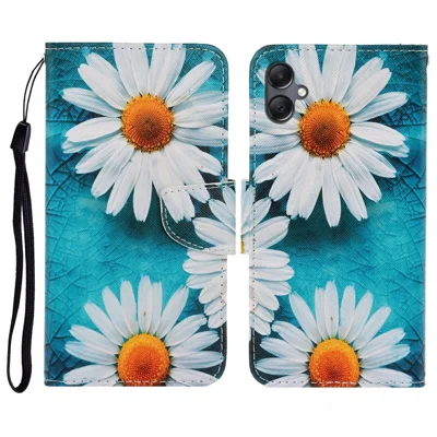 For Samsung Galaxy A06 4G Case Pattern Printing Protective Leather Folio Phone Cover - Chrysanthemum