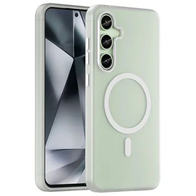 For Samsung Galaxy S24 FE Magnetic Case TPU + PC Slim Matte Translucent Phone Cover - White