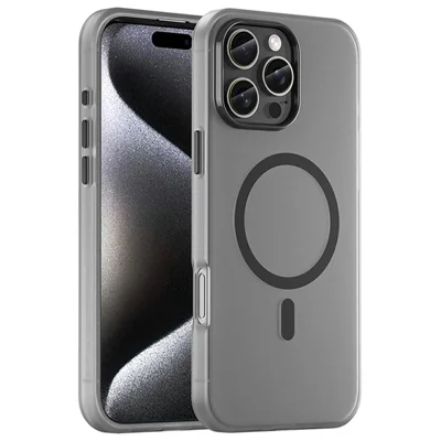 Voor iPhone 16 Pro Max hoesje compatibel met MagSafe TPU + PC slanke matte doorzichtige telefoonhoes - Zwart