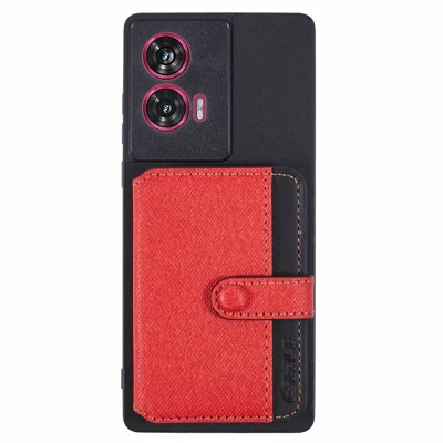 For Motorola Edge 50 Fusion 5G Phone Case Adhesive Card Bag Color Matching with Kickstand - Red