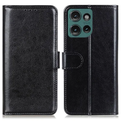 For Motorola Edge 60 Neo 5G / Edge 50 Neo 5G / Moto S50 5G / ThinkPhone 25 5G Case Crazy Horse Texture PU Leather Phone Stand Cover - Black