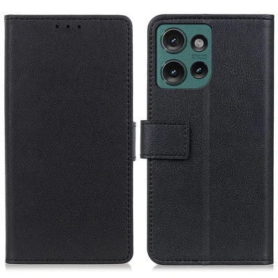 Voor Motorola Edge 50 5G Hoesje PU Leren Stand Wallet Telefoonhoes - Zwart