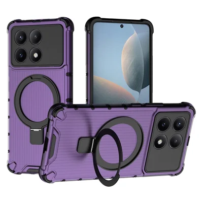 For Xiaomi Redmi K70E 5G  /  Poco X6 Pro 5G Magnetic Case with Kickstand PC+TPU Phone Cover - Purple