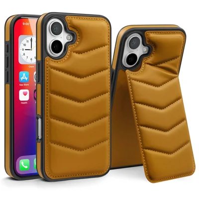 For iPhone 16 Plus Case Compatible with MagSafe RFID Blocking Card Slot Leather Back Cover - Brown