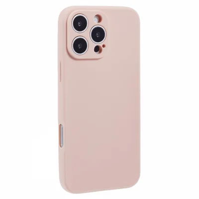 For iPhone 16 Pro Max Case Precise Cut-Outs Straight Edge TPU Shockproof Phone Cover - Pink