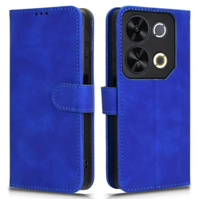 For itel P65 Leather Case Skin-Feel Anti-Drop Wallet Flip Phone Cover - Blue