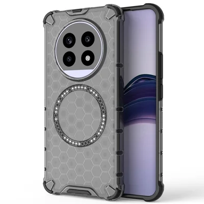 For Realme 13 Pro 5G (Global) / 13 Pro+ 5G (Global) Magnetic Case Honeycomb Design TPU+PC Phone Cover - Grey
