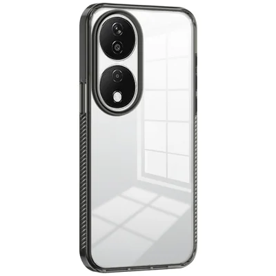 For Honor X7b 4G Clear Phone Case TPU PC Anti-Slip Drop-Proof Back Cover - Black