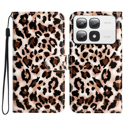 For Xiaomi 14T Pro Wallet Case Printed Pattern Design Leather Phone Cover - Leopard Print