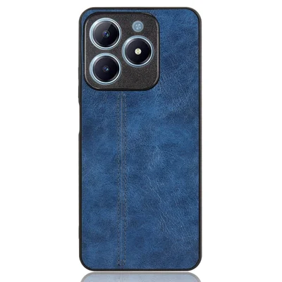 For Realme C61 4G / C63 4G Case Leather+TPU+PC Phone Cover Stitching Line - Blue