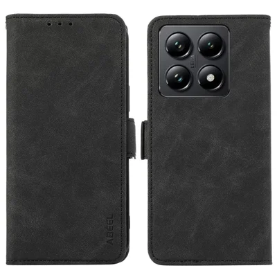 ABEEL For Xiaomi 14T Case PU Leather Folio Stand View RFID Blocking Phone Cover - Black