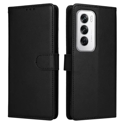 For Oppo Reno12 Pro 5G (Global) Case Wallet Stand View PU Leather Phone Cover - Black