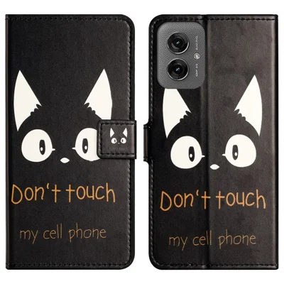 Voor Motorola Moto G55 5G hoesje met patroonprint PU leer portemonnee telefoonhoes - Kattenoren