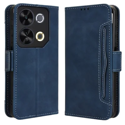 For itel P65 P671L Leather Case Phone Wallet Cover with Multiple Card Slots - Blue