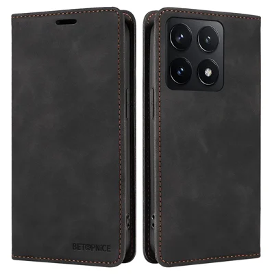 BETOPNICE 003 For Xiaomi 14T Wallet Case Leather Phone Cover with Stand - Black