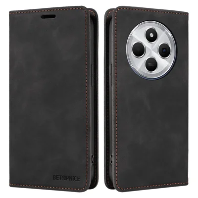 BETOPNICE For Xiaomi Poco C75 4G / Poco M7 5G / Redmi A3 Pro 4G / 14R 5G / A4 5G / 14C 5G / 14C 4G Wallet Case Leather Phone Cover with Stand - Black