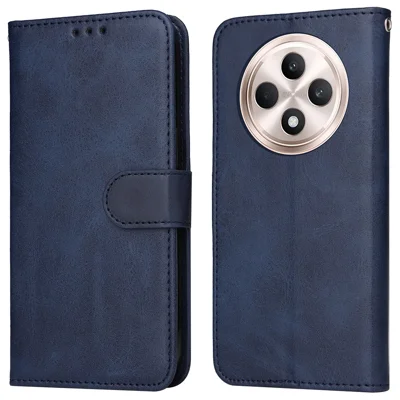 For Oppo Reno12 F 4G Case Wallet PU Leather Folio Flip Phone Cover - Blue