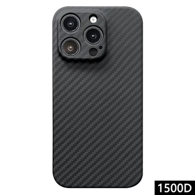 For iPhone 16 Pro Case 1500D Grofstructuur Aramidvezel Telefoonhoes Precisie Uitsparingen - Zwart
