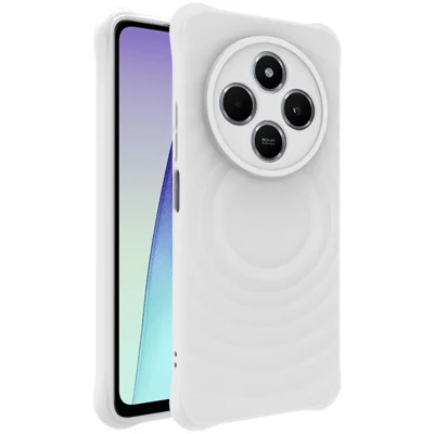 IMAK UC-6 Series for Xiaomi Poco M7 5G / Poco C75 4G / Redmi 14R 5G / 14C 4G / A4 5G Case Water Drop Texture Anti-Skid Matte TPU Cover - Matte White