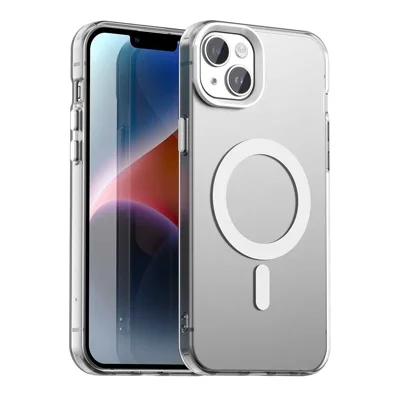 Candy-serie til iPhone 15 tilbehør, kompatibel med MagSafe, PC+TPU+PET, anti-drop telefonbeskyttelsesdæksel - Hvid