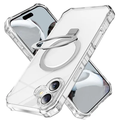 For iPhone 16 Case Small Wavy Edge Compatible with MagSafe Clear Anti-Drop PC+TPU Phone Cover