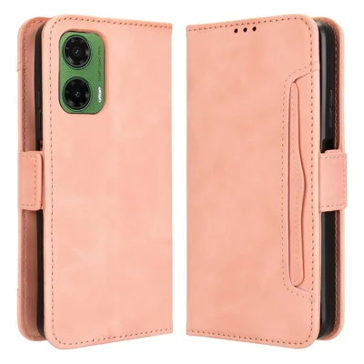 For Motorola Moto G35 5G Leather Case Phone Wallet Cover with Multiple Card Slots - Pink