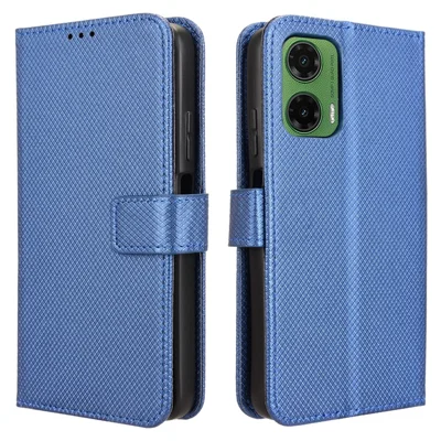 For Motorola Moto G35 5G Case PU Leather Diamond Texture Wallet Phone Cover - Blue