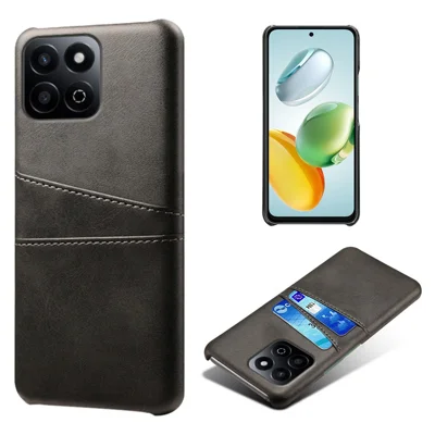 For Honor Play 60 Plus 5G Case Dual Card Slots PU Leather + Hard PC Phone Cover - Black