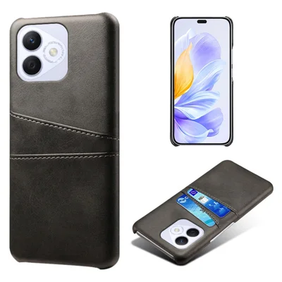 For Honor X60i 5G Case Dual Card Slots PU Leather + Hard PC Phone Cover - Black