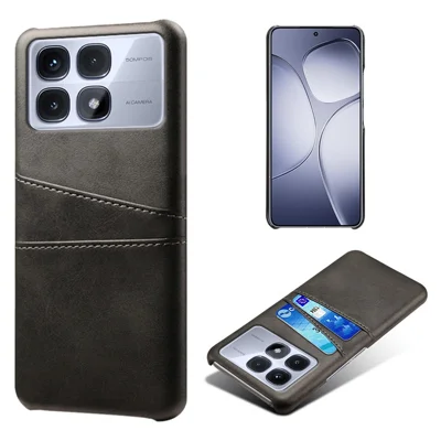 For Xiaomi Redmi K70 Ultra Case Dual Card Slots PU Leather + Hard PC Phone Cover - Black