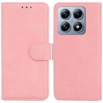 For Xiaomi 14T Pro Case Solid Color Leather Wallet Phone Cover - Pink