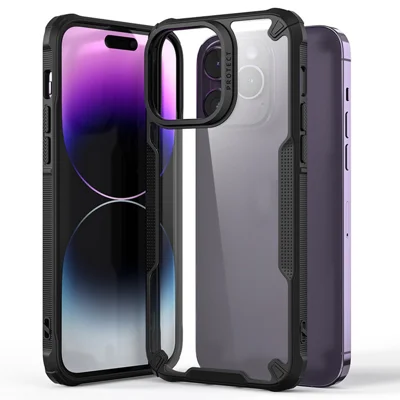 Voor iPhone 16 Pro hoesje PC+TPU telefoonhoesje tegen vallen - Zwart