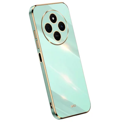 XINLI For Xiaomi Poco C75 4G / Redmi 14R 5G / 17C 4G / 14C 4G Case TPU Phone Cover with Electroplating Frame - Cyan