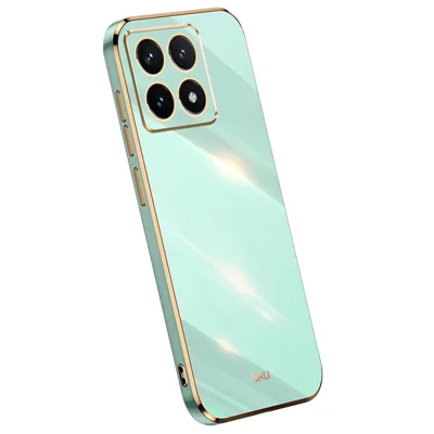 XINLI For Xiaomi 14T Case TPU Phone Cover with Electroplating Frame - Cyan