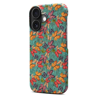 DENIOR For iPhone 16 Plus Case Pattern Printed PU Leather+PC Phone Cover - Blue