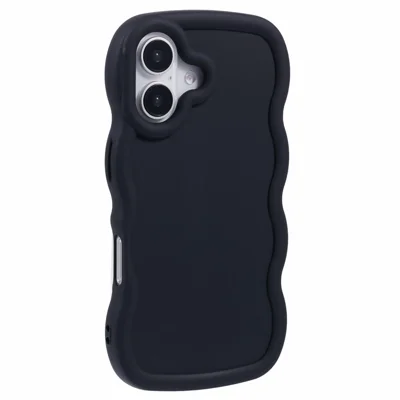 XL-serie voor iPhone 16 Plus hoes TPU beschermende telefoonhoes uniek krullend golf frame - Zwart